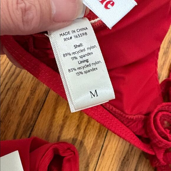 Andie String Bikini Set Ribbed Flame Red size M NWT/NWOT - Picture 7 of 8